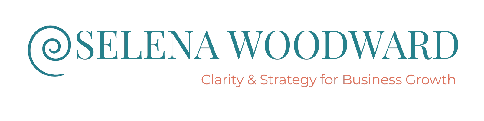 Selena Woodward Business Coach transparent logo in teal and coral, representing Biz Coach Selena brand identity.”