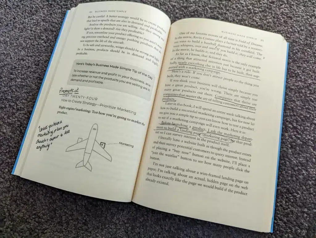 Well-thumbed copy of Donald Miller’s book “Business Made Simple,” featured in Selena Woodward’s review blog.