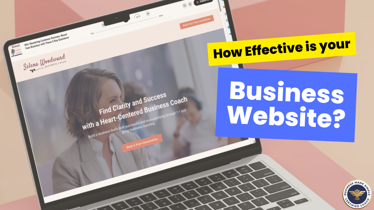 Podcast thumbnail: laptop with text “How Effective Is Your Business Website?” featuring Selena Woodward, Inner Business Podcast.