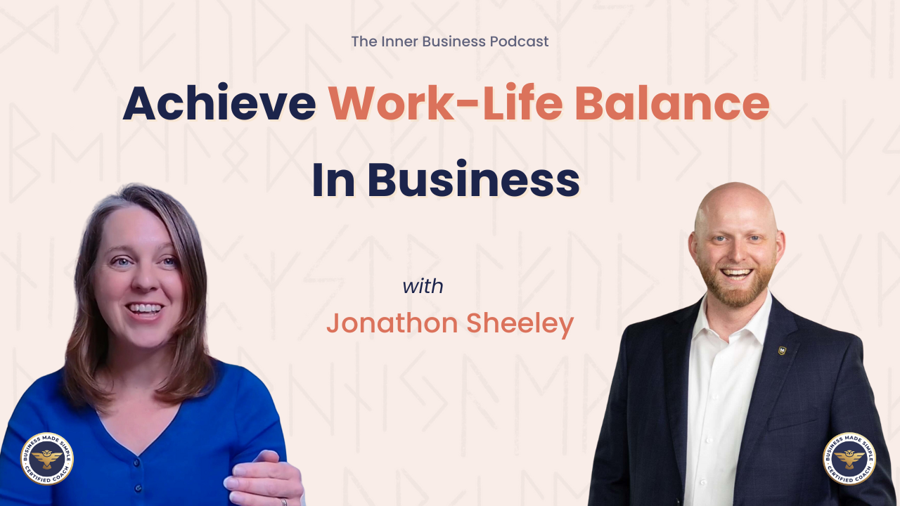 Podcast cover for episode with Jonathan Sheeley on achieving work-life balance in business, hosted by Selena Woodward
