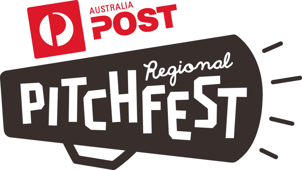 Australia Post Pitchfest logo, representing Selena Woodward’s achievement as a state winner and national finalist for innovative business solutions.