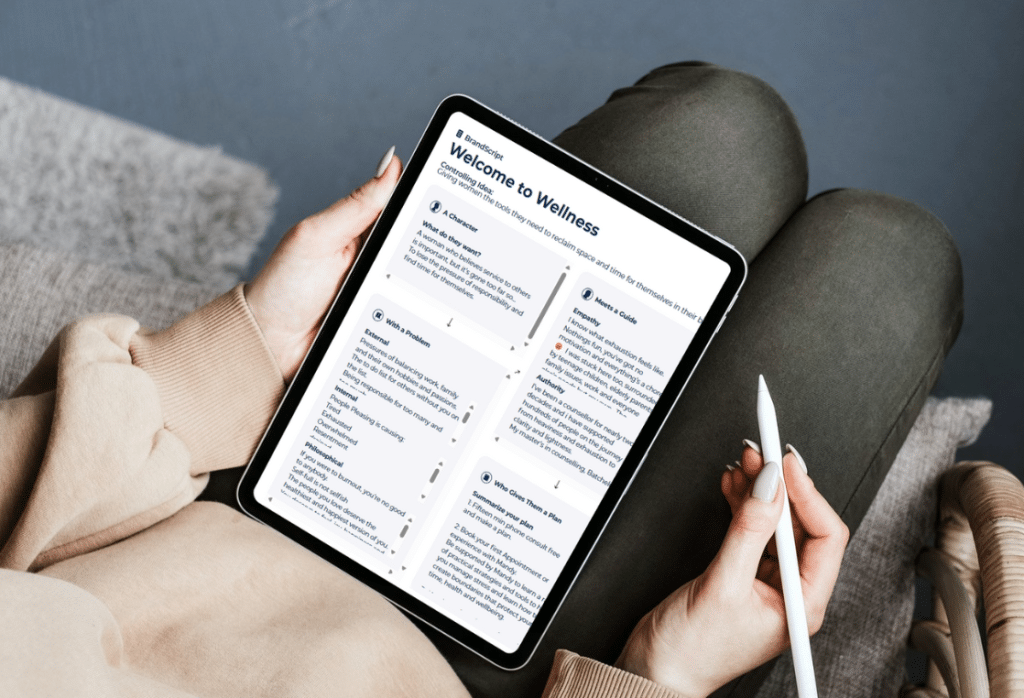 Example story brand script of a client of Messaging Magic with Selena Woodward