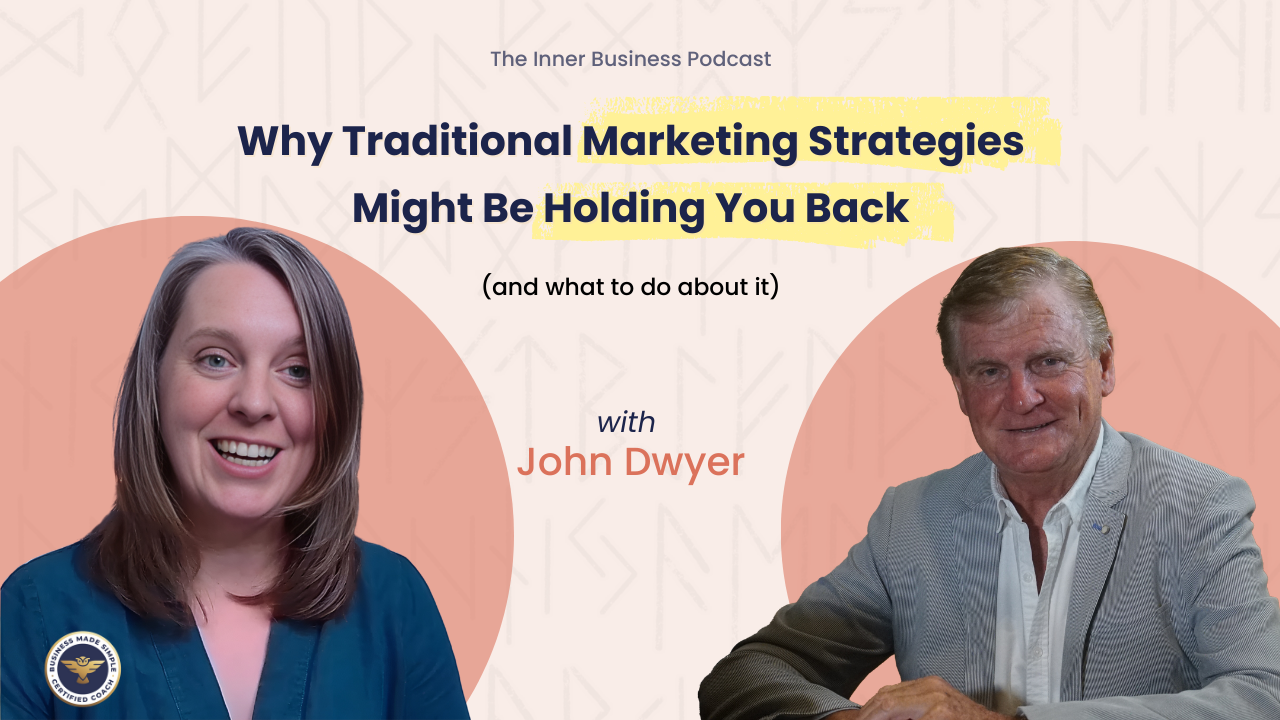 Podcast episode graphic on why traditional marketing strategies hold businesses back, hosted by Selena Woodward.