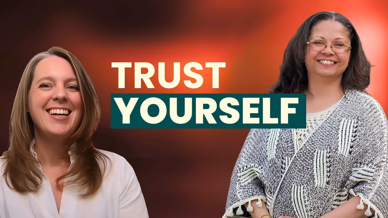 Podcast cover for Inner Business episode featuring Jennifer Regular and Selena Woodward on trusting yourself in business.